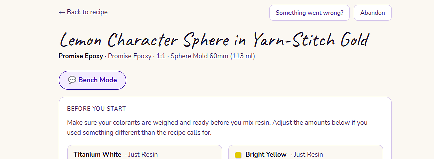 The Bench Mode Button is Purple and easy to see